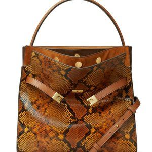 Large Tory Burch Lee Radziwill Snakeskin Print Leather Bag Purse Retail 1098 EUC